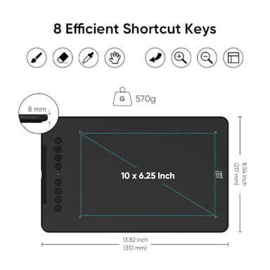 XPPen Updated Deco 01 V3 Drawing Tablet, 16384 Pressure Sensitivity, 8 Custom Shortcuts, 220 Report Rate for OSU Drawing Pad, Remote Teaching & Animation, Compatible with Android, Windows, macOS - Image 3