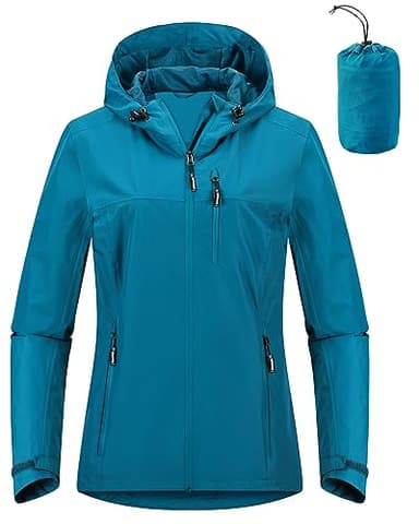Outdoor Ventures Packable Rain Jacket Women Lightweight Waterproof Raincoat with Hood Cycling Bike Jacket Windbreaker - Image 1