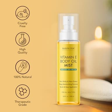 Majestic Pure Vitamin E Oil Body Mist- 100% Pure & Natural - After Shower Body Oils for Women and Men - Scented, Radiant, Skin Therapy Firming Massage Oil - 6.8 Fl Oz - Image 3
