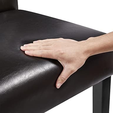 Yaheetech Dining Chairs Set of 6 Modern Style Faux Leather Dining Room Chairs with Solid Wood Legs and Button Tufted Padded for Home Kitchen, Brown - Image 8