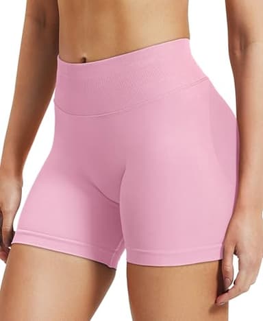 VOYJOY Women Workout Impact Shorts 2.5"/ 3.6"/ 4.5"/ 6" Scrunch Butt Lifting Gym Seamless Booty Biker Shorts Pink - Image 3