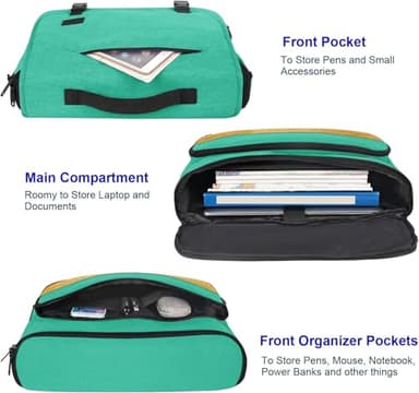 MATEIN School Bag, 15.6 inch Messenger Bag Lightweight Men's Laptop Briefcase with Adjustable Shoulder Strap, Water Resistant Crossbody Satchel Computer Case for College Work, Yellow & Green - Image 2