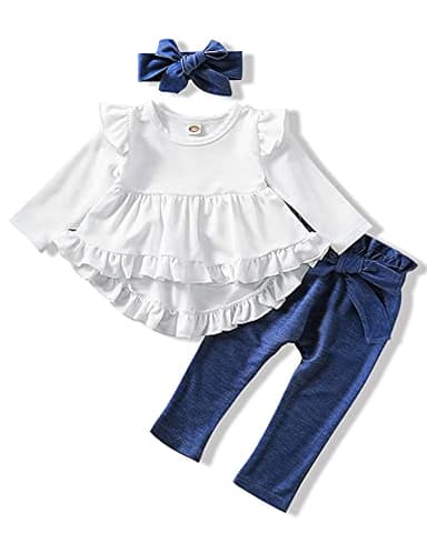 NZRVAWS 18-24 Months Baby Girls Clothes Infant Toddler 18 Months Long Sleeve Blue Fall Winter Long Pants Fall Winter - Image 1