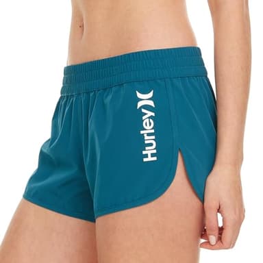 Hurley 3" Swim Board Shorts for Women, Swim Shorts Women, Swimming Bottoms Emerald - Image 1