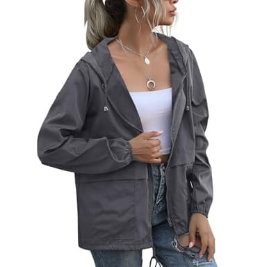 PESION Women's Rain Jacket Lightweight Hooded Windbreaker Waterproof Jackets with Pockets Medium - Image 2