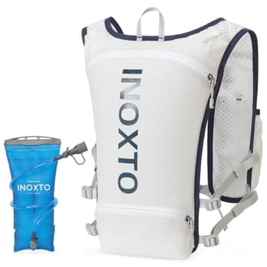 INOXTO Running Hydration Vest Backpack,Lightweight Insulated Pack with 1.5L Water Bladder Bag Daypack for Hiking Trail Running Cycling Race Marathon for Women Men (White) - Image 1