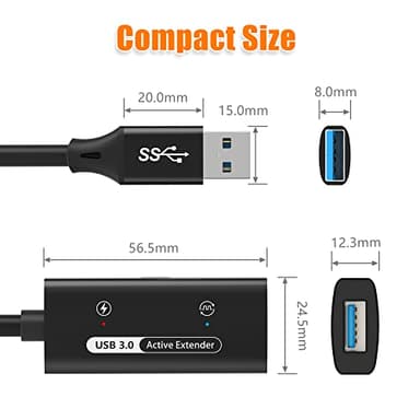 AGVEE [16.5ft / 5m USB 3.0 Active Extension Cable, USB3.0 Male to Female Extender Repeater Ultra Extra Long Booster Cord for Oculus VR, Valve, Xbox 360 Kinect, 2.5" 3.5" Portable Hard Drive, Black - Image 7