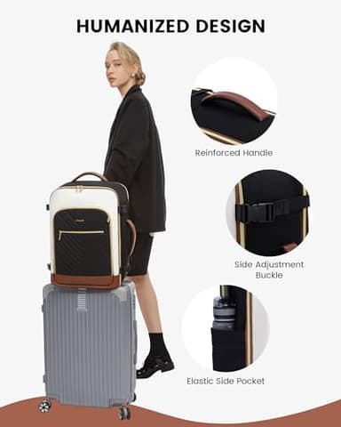 LOVEVOOK Large Travel Backpack for Women, TSA Carry on Backpack for Airplanes, 40L Personal Item Travel Bag for Women fits 17" Laptop,Waterproof Carry on Bag Airplane Approved with 3 Packing Cubes - Image 8