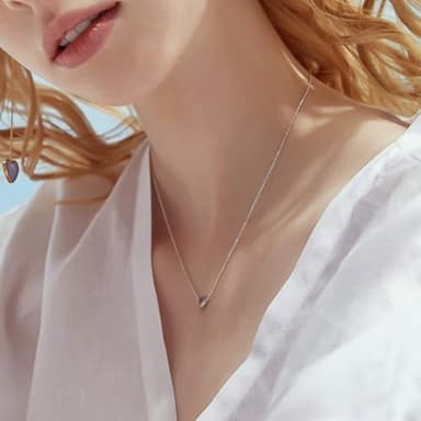 Hypoallergenic 925 Sterling Silver Tiny Pendant Necklace, Delicate Simple Geometric Triangle Necklaces for Women - Image 2