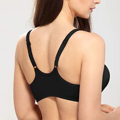 DELIMIRA Women's Front Closure Racerback Bras Plus Size Full Coverage Supportive Underwire Plunge Unlined Bra Black 32C - Image 2