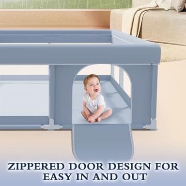XVISHX 74 x 50 Inch Baby Playpen, Playpen for Babies and Toddlers, Baby Play Pen Playard for Indoor & Outdoor Active Center Game Fence, with Skin-Friendly Fabric and Soft Breathable Mesh, Grey - Image 7