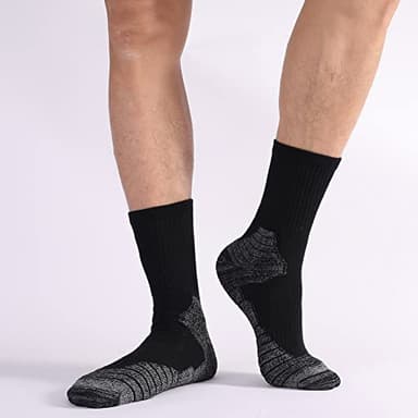 Fitliva Work Socks for Steel Toe Boots Men Size 13-15 Cushioned Cotton Crew Socks 6 Pack Black - Image 6