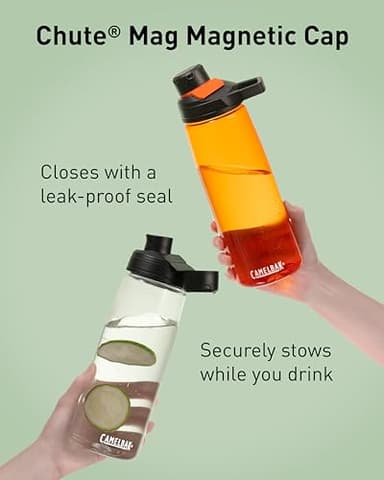 CamelBak Chute Mag BPA Free Water Bottle with Tritan Renew - Magnetic Cap Stows While Drinking, 25oz, Charcoal - Image 5