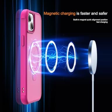 SKYLMW Compatible with iPhone 15 Case with Invisible Magnetic O-Ring Stand Military-Grade Translucent Case for iPhone 15 6.1" [Compatible with Mag-Safe][Great Grip Feeling], Rose - Image 3