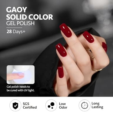 GAOY Red Gel Nail Polish, 16ml Soak Off Gel Polish, UV Light Cure for Nail Art DIY Manicure at Home, 2023 Burgundy Red - Image 5