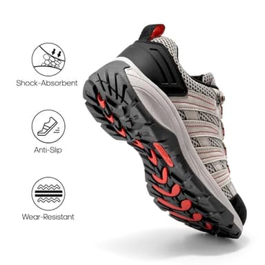 NORTIV 8 Women's Lightweight Hiking Shoes, Breathable Mesh Walking Sneakers, Trail Running Footwear for Outdoor Work,Size 9W,Sand-Pu,SNHS222W-W - Image 5