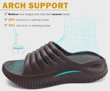 KuaiLu Womens Recovery Sandals Comfortable Plantar Fasciitis Arch Support Ladies Orthopedic Slip On Running Sport Walking Slides Thick Athletic Cushion Slippers Summer Outdoor Sliders Brown Size 9 - Image 3
