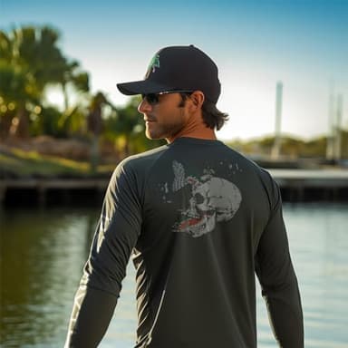 Palmyth Fishing Shirts for Men Long Sleeve UPF 50+ T Shirt Sun Protection Tee (Military/Trout Crushing, L) - Image 4