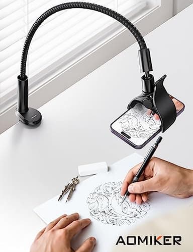 Aomiker Gooseneck Phone Holder for Bed - [2025 Upgrade Nylon Braid] 38” Long Flexible Lazy Arm Clip, 360 Adjustable Overhead Phone Mount for iPhone 15 14 13 12 11 Pro Max Mini Plus, all 4-7" Cellphone - Image 7