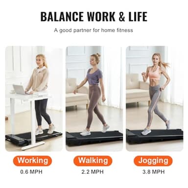 VEVOR Walking Pad, Under Desk Treadmill with Incline, Working Walking Jogging Machine for Home Office, 265 Lbs Capacity 2.5HP Portable Walking Pad, with Remote Control, LED Display, and Bluetooth - Image 8