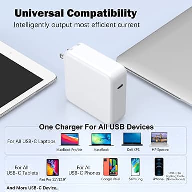 Mac Book Pro Charger - 120W USB C Fast Charger Adapter Compatible with MacBook Pro & MacBook Air 13, 14, 15, 16 inch, iPad Pro, Samsung Galaxy and All USB C Device - Image 6