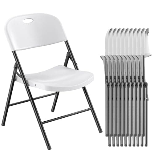 Nazhura 650 Weight Limit Heavy Duty Plastic Folding Chair with Reinfoced Steel Frame for Indoor and Outdoor, Wedding, Party, Restaurant, Meeting Room, Patio and Garden (White, 10 Pack) - Image 1