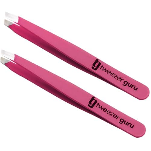Tweezer Guru Tweezers for Women Facial Hair & Men – Precision Slant-Pointed Eyebrow Tweezer for Ingrown Hair, Blackhead & Splinter Removal (2 Pink) - Image 1