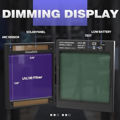 Omolith 3.93"X3.66" Large Viewing 1/1/1/1 True Color Welding Helmet，4 Arc Sensor Auto Darkening Welding Hood，Wide Shade 4/5-9/9-13 for TIG MIG Arc Weld Grinding Welder Mask - Image 6