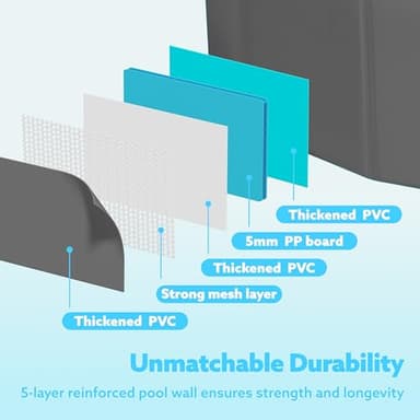 SLOOSH Foldable Dog Kiddie Pool - Portable Hard Plastic Doggie Swimming Pool, Anti-Slip Collapsible Pets Bath Tub Suitable for Kids Indoor Outdoor Backyard Use (48" x 12", Grey) - Image 3