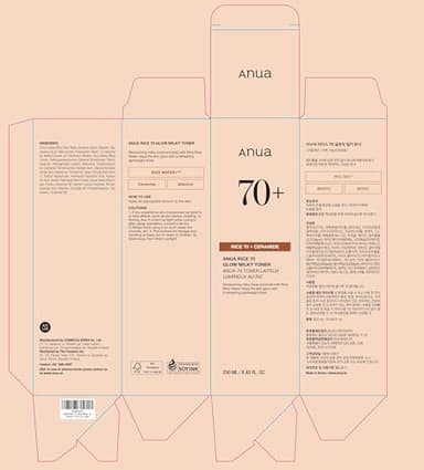 ANUA Rice 70 Glow Milky Toner, for Glass Skin, Rice Water, Niacinamide, Ceramides, Panthenol, Fragrance-Free, Non comedogenic, Fungal Acne Safe, Korean Skin Care, 250ml/8.45fl.oz. - Image 2