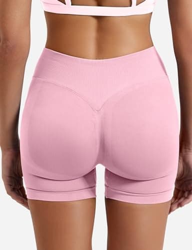 YEOREO SoftHue Women Workout Gym Impact Shorts Scrunch Butt Lifting 2.5"/3.6"/4.5"/6" Shorts Pink S - Image 2