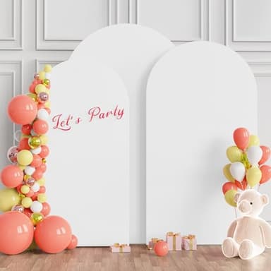 Wokceer Wedding Arch Cover (7.2FT, 6.6FT, 6FT) Set of 3 Spandex Fitted Wedding Arch Stand Covers for Round Top Chiara Arch Backdrop Stands Cover for Birthday Party Ceremony Banquet Decor White - Image 2
