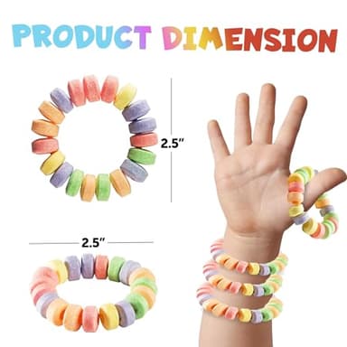 Candy Bracelets - Bulk Case 864 Pcs, Individually Wrapped - 2.5 Inch Candy Jewelry Bracelets, Stretchable, Edible, Colorful Fruit Flavor Rainbow Candies for Novelty Party Favor Supplies & Goodie Bags - Image 6
