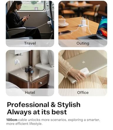 TORRAS FlexLine 67W Retractable USB C Charger Block,for iPhone 17 Charger Fast Charging, GaN Ⅲ USB C Cable with Dual-Port for MacBook Pro/Air,iPad, Samsung Galaxy S25 Ultra/iPhone 17 Pro Max, 39.37in - Image 6