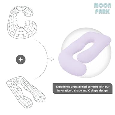 MOON PARK Pregnancy Pillows for Sleeping - U Shaped Full Body Maternity Pillow with Removable Cover - Support for Back, Legs, Belly, HIPS - 57 Inch Pregnancy Pillow for Women - Purple - Image 6