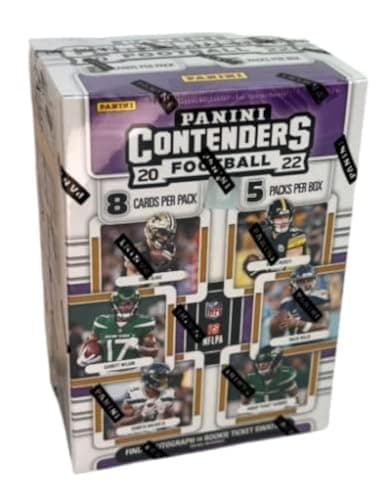 2022 Contenders NFL Football Blaster Value Box 8 Cards Per Pack 5 Packs Per Box 1 Autograph or Rookie Ticket Swatch Per Box on Average