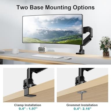 MOUNT PRO Single Monitor Mount for Max 43 Inch Ultrawide Computer Screen, Premium Aluminum Heavy Duty Monitor Arm Holds 6.6lbs to 33lbs, Gas Spring Full Motion Display Desk Stand, VESA Mount - Image 8
