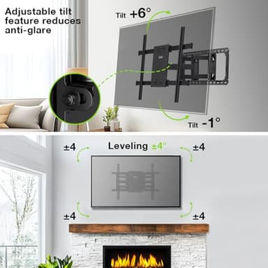 TV Wall Mount for 32"-100" up to 220 lbs, USX MOUNT Full Motion TV Mount with Swivel Tilt Dual Articulating Arms, Pre-Assembled Universal Wall Bracket, Max VESA 800x600mm, 12″-24″ Wood Studs - Image 4