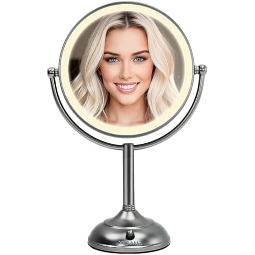 VESAUR Professional 8.5" Lighted Makeup Mirror, 1X/10X Double Sided HD Undistorted Magnifying Mirror with 3 Color 90 Dimmable LED lights, 360° Rotation Vanity Mirror, Unique Black Nickel with Gift Box - Image 1