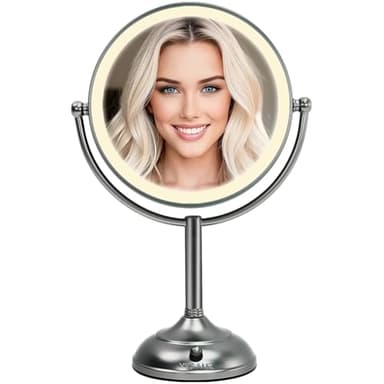 VESAUR Professional 8.5" Lighted Makeup Mirror, 1X/10X Double Sided HD Undistorted Magnifying Mirror with 3 Color 90 Dimmable LED lights, 360° Rotation Vanity Mirror, Unique Black Nickel with Gift Box - Image 1