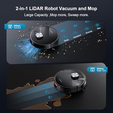 MAMNV Robot Vacuum and Mop, 11500 Pa Suction, 3-in-1 Robotic Vacuum with Smart LiDAR Navigation, 70 Day Self-Emptying,160 Min Runtime,App/Alexa/Voice Control, Ideal for Pet Hair, Carpet & Hard Floor - Image 3