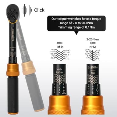 TOOLMAYS 13PCS Torque Wrench Set, Dual-Direction Drive Click Wrench with Allen socket, Mountain Bike Motorcycle Multi-Tool (2-20 Nm 0.1nm 72-Tooth) - Image 3