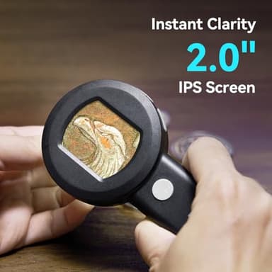 Hideal Microscope for Kids Adults, 100X Handheld Coin Magnifier for Collectors, HP30 USB Digital Magnifying Glass with Light, Portable Jewelers Loupe with Screen, Pocket Mini Scope Camera for Trichome - Image 2