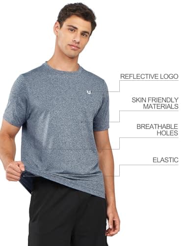 NORTHYARD Breathable 2.0™ Men's Athletic Workout Shirts Moisture Wicking Short Sleeve T-Shirt for Training Running BLUEHEATHER-M - Image 4