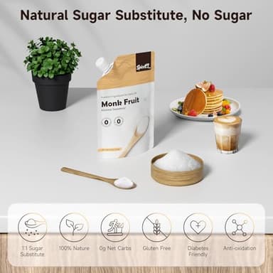 SPICEEL Monk Fruit Sweetener with Allulose - White Sugar Substitute, Coffee, Tea, without Erythritol, Gluten Free, Vegan, Keto Friendly, Sugar Replacement (8 oz) - Image 3
