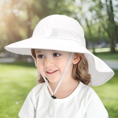 Baby Sun Protection Hat for Infant Toddlers Boys Girls UPF 50+ Sunhat for Outdoor Beach Swim (US, Age, 3 Months, 24 Months, White) - Image 6