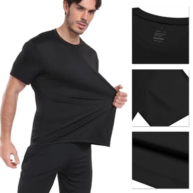 HovSiyla 5 Pack Workout Shirts for Men Athletic Running Gym Quick Dry Short Sleeve Performance Moisture Wicking T Shirt-Black-M - Image 3