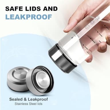 Olivego 12oz Juice Bottles - 4 Pack Wide Mouth Glass Bottles with Lids- BPA Free, Stainless Steel Lids for Juicing, Smoothies, Infused Water, Beverage Storage - Leakproof, Borosilicate, Clear - Image 4