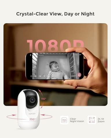 Momcozy Smart WiFi Baby Monitor with Camera and Audio, 5" 1080P Screen with Wall Mount, Motion & Cry Detection, Safe Fence, Clear Night Vision, 5000mAh Battery, 2-Way Talk, Photo & Video Recording - Image 6