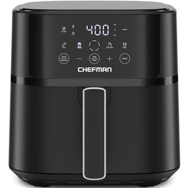 Chefman Air Fryer – 6 QT Compact Airfryer for Quick & Easy Meals in Minutes, Features Hi-Fry Technology for Extra Crisp, Touchscreen Controls with 4 Presets, Nonstick & Dishwasher Safe Basket - Black - Image 1
